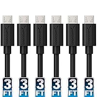 SABRENT [6-Pack 22AWG Premium 3ft Micro USB Cables High Speed USB 2.0 A Male to Micro B Sync and Charge Cables [Black] (CB-UM63)
