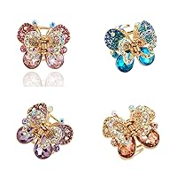 Ruihfas Fashion 4Pcs Rare Crystal Rhinestone Butterfly Bangs Clip Bow Hair Claw Gripper for Girl Women 1.26×1.10 inch