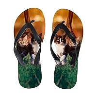 Vantaso Slim Flip Flops for Women Funny Cute Cats Yoga Mat Thong Sandals Casual Slippers
