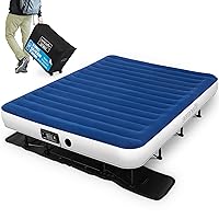 SereneLife EZ Bed Air Mattress with Frame & Rolling Case, Self-Inflating Airbed with Built in Pump for Travel and Hosting, Queen