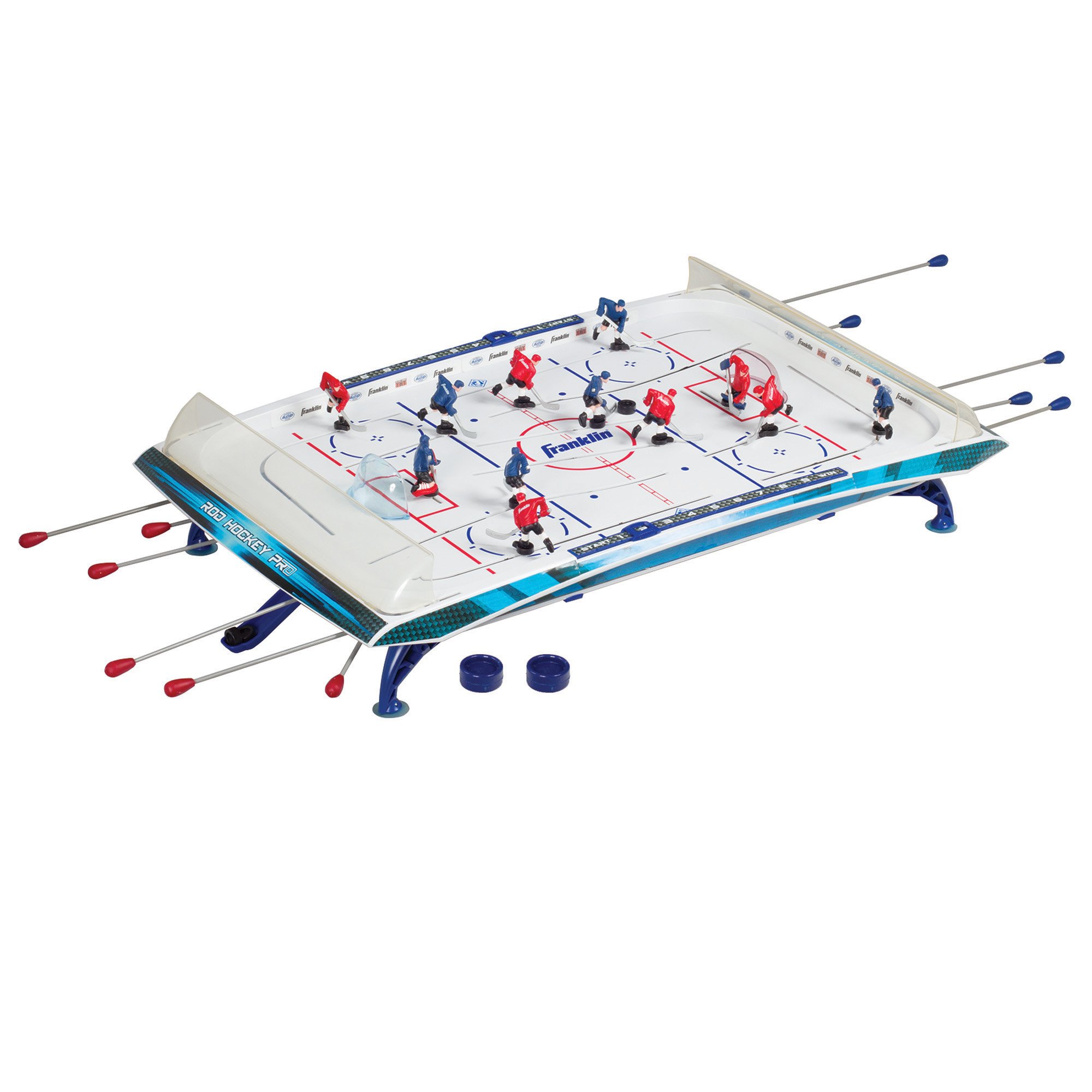 Franklin Sports Tabletop Rod Hockey Game - Gameroom Ice Hockey Table Game for Kids + Adults - Arcade Style Game Board + Mini Hockey Pucks Included