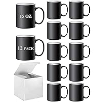 Color Changing Mugs, Sublimation Mugs Black Color Changing Coffee Mugs Heat Sensitive Coffee Mugs Tazas Magicas Para Sublimacion 15 OZ With Box Set of 12