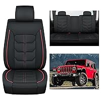 Nilight Car Seat Covers Custom Fit 2007-2024 Jeep Wrangler JK JL 4-Door Waterproof Leather Cushion Full Set with Split Bench 40/60 for Unlimited Sahara Rubicon Willys Chief Moab, 2 Years Warranty