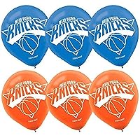 NBA New York Knicks Blue and Orange Latex Balloons - 12'' (Pack Of 6) - Perfect Basketball Party Decorations For Fans And Events