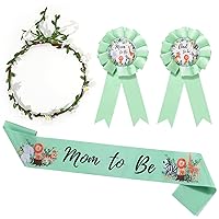Xinnun 4 Pieces Safari Jungle Mom to Be Sash, Jungle Animals Baby Shower Sash Mom to Be Corsage with Leaf Crown Dad to Be Corsage Set Safari Theme Baby Shower Party Favors for Gender Reveal