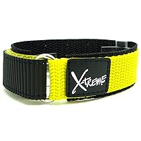 New X-Treme 20mm Tough Secure Velcro Watch Band Strap Gents Men's with Ring End - Yellow