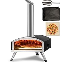 VEVOR Outdoor Pizza Oven, 12-inch Wood Fire Pizza Ovens, Pellet and Charcoal Pizza Maker Outside with Cordierite Stone, Portable Pizza Oven for Backyard Camping, Waterproof Carry Bag, Shovel, Black