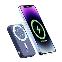IXTECH Portable Power Bank 10000mAh Magnetic Phone Charger with Mag-Safe Compatibility for Smartphone 15W Fast Wireless Charging 22.5W Portable and Compact, USB Type-C Port Compatible (Blue)