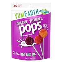 YumEarth Organic Vitamin C Pops Variety Pack, 40 Fruit Flavored Favorites Lollipops, Allergy Friendly, Gluten Free, Non-GMO, Vegan, No Artificial Flavors or Dyes