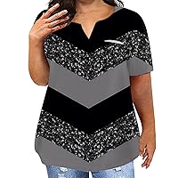 Plus Size Tops for Women Casual 2024 Trendy Loose Printed Shirt Summer Short Sleeve Fashion Baggy Blouse Tees