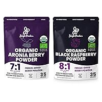 Jungle Powders Organic Berry Bundle: 5oz Aronia Chokeberry & 5oz Black Raspberry Powder - High Antioxidant, Immunity Superfood, USDA Organic Freeze-Dried Berries for Baking, Smoothies, Gluten-Free