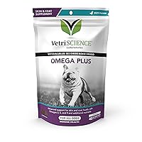 VetriScience Omega Plus Advanced Skin Supplement for Dogs – Fish Oil Supplement for Itchy Skin with Omegas 3, 6, 9 Fatty Acids and Added Nutrients