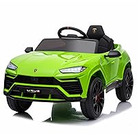 12V Electric Car Licensed Lamborghini Urus Ride On Car, Kids Electric Vehicle Toy w/Remote Control, Horn, Radio, Port, AUX, Spring Suspension, Opening Door, LED Light - Green