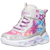 Skechers Kids Girls Twisty Brights-Sweet Starz Sneaker, Silver/Multi, 5 Toddler