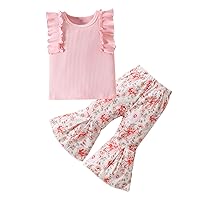 Toddler Baby Girl Summer Clothes Outfit Girls' Clothing Sets Pant Set Girls Flare Leggings Bell Bottom Girls Tank Top