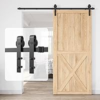 8ft Heavy Duty Sturdy Sliding Barn Door Hardware Kit Single Door - Smoothly and Quietly - Simple and Easy to Install - Fit 1 3/8-1 3/4