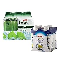 100% Natural Coconut Water 11.1 Oz (Pack Of 4)+ Iberia Aloe Vera Juice Drink, Original, 9.5 Fl Oz (Pack of 6)
