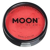 Pro Intense Neon UV Face & Body Paint Cake Pots by Moon Glow - Intense Red - Professional Water Based Face Paint Makeup for Adults, Kids - 1.26oz