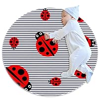 Baby Rug Ladybug Kids Round Play Mat Infant Crawling Mat Floor Playmats Washable Game Blanket Tummy Time Baby Play Mat 31.5x31.5 inches