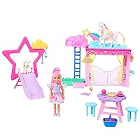 A Touch of Magic Chelsea Small Doll & Pegasus Playset, Winged Horse Toys with Stable, Pet Bunny & Accessories