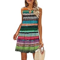 Office Sexy Spring Tunic Dress for Women Tanks Shift Softest Tank Womens Printed Cotton Round Neck Fitted Multi XL