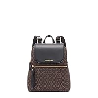 Calvin Klein Reyna Signature Key Item Flap Backpack, Brown/Khaki/Black