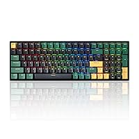 Wireless Mechanical Keyboard, RGB Backlit Full Size 100 Keys with Hot Swappable Gateron Switches and PBT Keycaps, Bluetooth5.0/2.4G/Wired Rechargeable Gaming Keyboard for Mac Windows PC