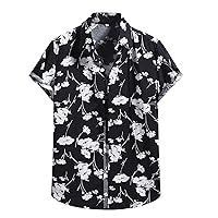 DuDubaby Customized T Shirts for Men Gifts for Husband Men's Fashion Cotton Linen Print Short Sleeve Button Shirt Blouse Top