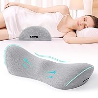 Lumbar Support Pillow for Bed Lower Back Pillow for Sleeping Lumbar Pillow for Back Pain Relief Back Pillow for Sleeping Memory Foam Back Sleeper Pillows w/Removable Zipper Breathable Pillow Cover