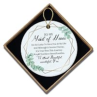 Maid of Honor Gifts from The Bride Maid of Honor Bridesmaid Gift Ornaments Keepsake Sign Round Wedding Gift for Sister Best Girl Friend Matron of Honor Proposal Gifts