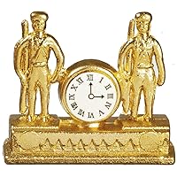 Dollhouse Gold Twin Soldier Clock Miniature Mantlepiece Ornament 1:12 Scale