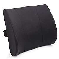 Lumbar Pillow for Chair to Assist with Support with Removable Washable Cover to Ease Lower Back Pain and Discomfort while Improving Posture, 14 x 13 x 5, Contoured Foam, Premium, Black