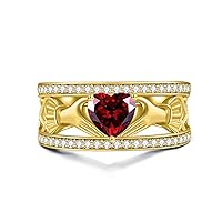 10K 14K 18K Gold Gemstone Claddagh Irish Rings Claddagh Engagement Rings with Side 0.46cttw Moissanite Claddagh Anniversary Wedding Promise Ring for Women