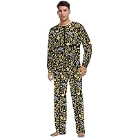 ALAZA Merry Christmas Music Note Star Pajama Set for Men Women,Long Sleeve Top & Bottom Sleepwear Set Soft Lounge Nightwear