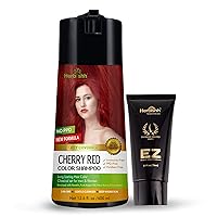 Herbishh Hair Color Shampoo for Gray Hair Cherry Red 400 ML + Hair Color Cream for Gray Hair Coverage