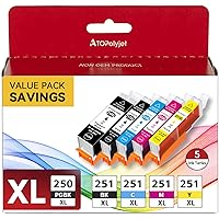 MX922 Ink cartridges PGI-250XL CLI-251XL Compatible for Canon 250 251 XL Printer Ink to use with Canon PIXMA MX922 MG5420 MG5520 MG5522 MG6320 MG6620 iP7220 (5 Pack High Yeild)