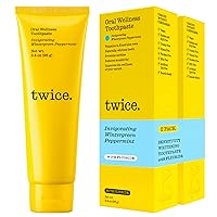 Twice Toothpaste - Sensitive Teeth Whitening Toothpaste - SLS Free Toothpaste with Fluoride and Cavity Protection - (Wintergreen and Peppermint Toothpaste) (2-Pack)