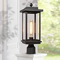 classy leaves Outdoor Post Lights, Black Farmhouse Lamp Post Light Fixture, Waterproof Rectangular Exterior Post Pole Lantern with Clear Glass