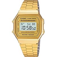 Casio - Retro Armbanduhr A168WG-9EF - Unisex Uhr - Regen und Spritzfest - Digital - Mit Lederband - Gold