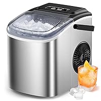 Silonn Countertop Ice Maker, 9 Cubes Ready in 6 Mins, 26lbs in 24Hrs, Self-Cleaning Ice Machine with Ice Scoop and Basket, 2 Sizes of Bullet Ice, Stainless Steel