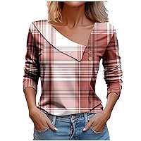 COTECRAM Summer Tops for Women 2024 Trendy Casual Long/Short Sleeve Asymmetric V Neck Button Blouses Dressy Western Shirts