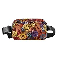 ALAZA Exotic Floral Tropical Belt Bag Waist Pack Pouch Crossbody Bag with Adjustable Strap for Men Women College Hiking Running Workout Travel