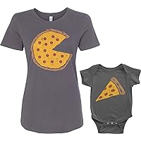 Threadrock Pizza Pie & Slice Mother Son Daughter Infant Bodysuit Womens Shirt Matching Set