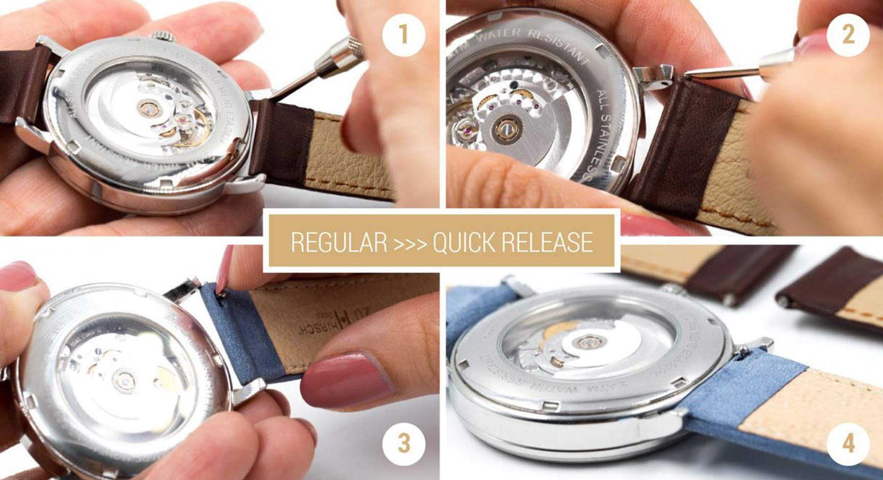 Hirsch Pure Premium Caoutchouc Watch Strap - 100% Natural Rubber - 18mm, 20mm, 22mm-26mm - Choose Color & Size - Quick Release Watch Band