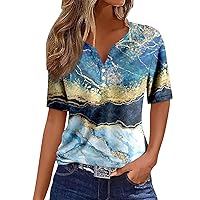 Deals of The Day Womens Summer Tops Short Sleeve Shirts for Women Ladies Tshirts Trendy Graphic Tees Casual V Neck Blouses
