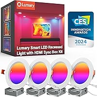 Lumary Zigbee Recessed Lights 6 Inch Smart Recessed Lighting with HDMI Sync Box with and TV Backlight 13W 1000lm LED Ceiling Downlight Work with Alexa/Google Assistant, 4 Pack