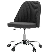 Modern Armless Home Office Desk Chair with Comfortable Fabric Cover Swivel Wheels and Adjustable Height for Living Room,Bedroom,Conference Computer Task, Dark Grey