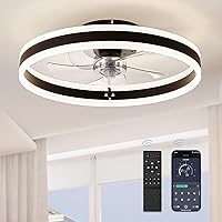LEDIARY Low Profile Ceiling Fans with Lights, Flush Mount Modern Ceiling Fan and Remote Control, 19.7