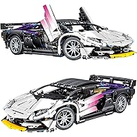 NEWRICE Super Sports Car Building Blocks Toys Adults,1:14 Scale Car Model Building Kit Toys,Collectible Race Car for 14+ Year Boys,Adult(1337Pieces)