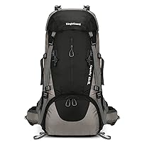 70L Camping Hiking Backpack with Rain Cover Waterproof Backpacking Backpack for Hiking Treeking Climbing Outdoor (Black)